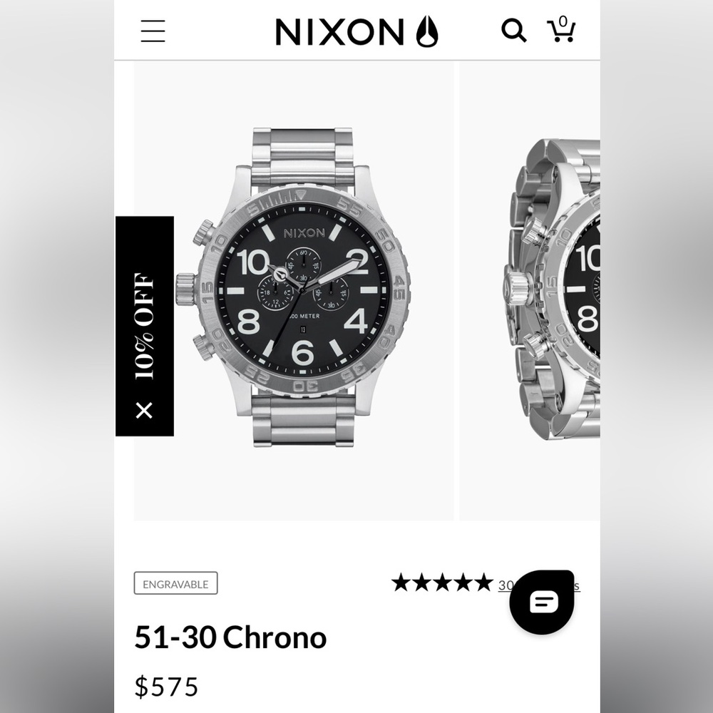 NIXON MENS Silver and Blue Chronograph Watch - Picture 8 of 8